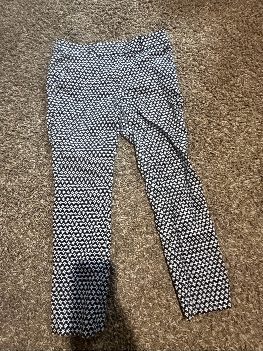 LOFT Black and White Patterned Ankle Pants